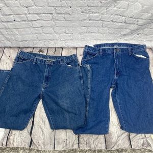 2 Dickies 5-Pocket Denim Work Jean Relaxed Fit Straight Leg Sz 40x32